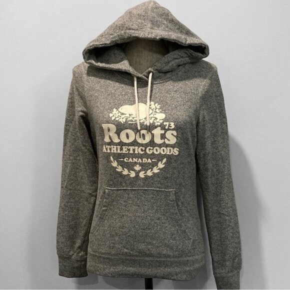 Roots GREY MAPLEGROVE Roots73 Fleece Hoodie Sweatshirt - Picture 2 of 14